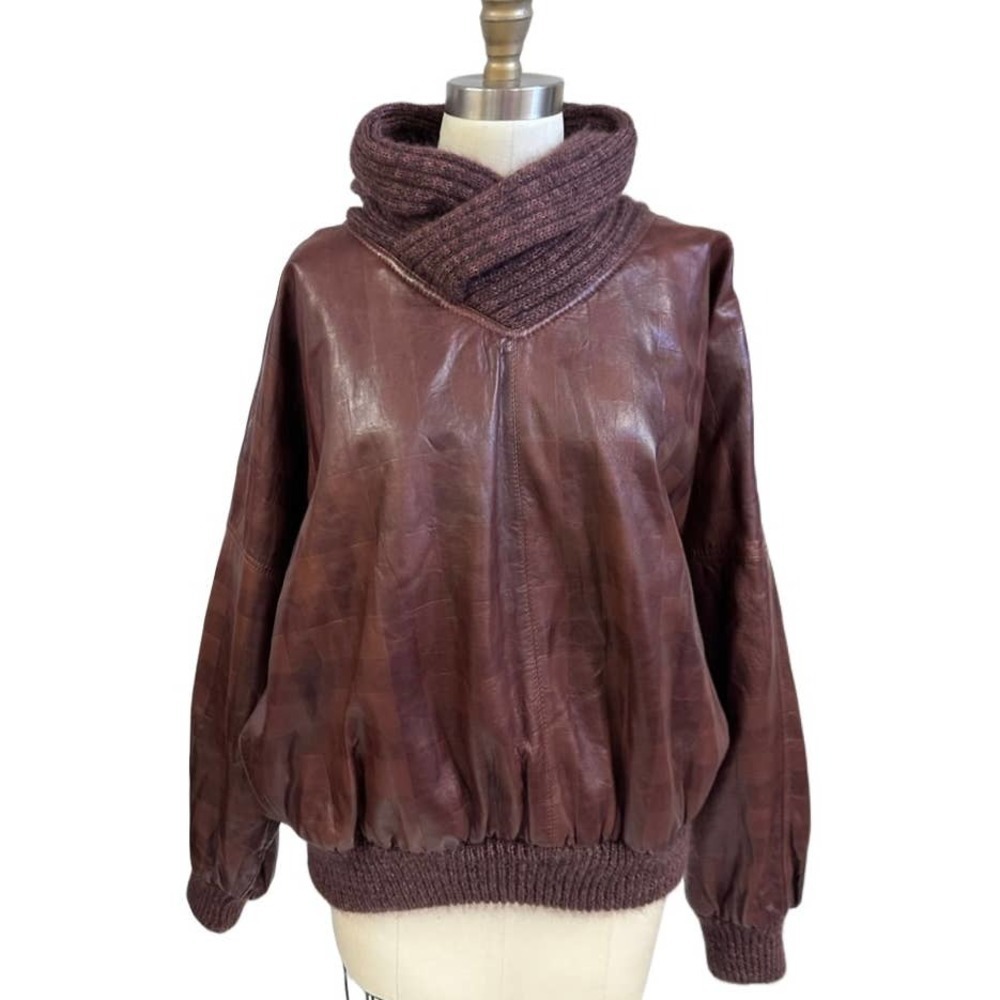 VTG GIMO'S Italy Lamb leather sweater Pullover Women's NWT eu52/XXL US Unisex